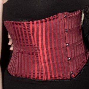 Heavy Red Frenetic Thoughts Pinstripe Waist Cincher - Size M